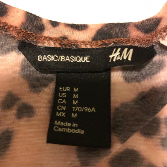 H&M Sheer Brown Black Leopard Print Tank Top Size Medium - Picture 3 of 4